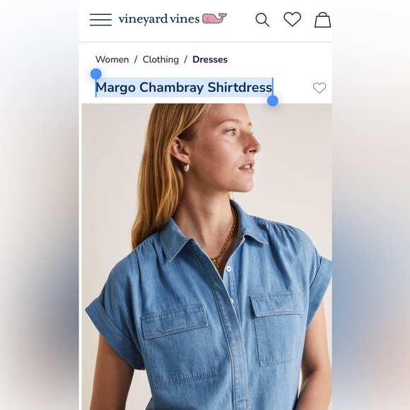 Vineyard Vines Chambray Shirtdress [S] - Picture 4 of 12